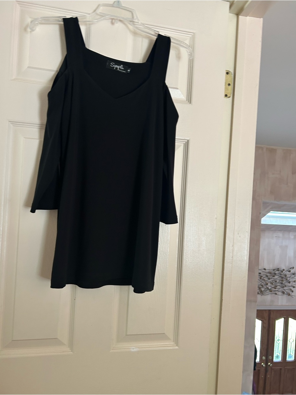 Sympli Black Cold-Shoulder Tunic Top